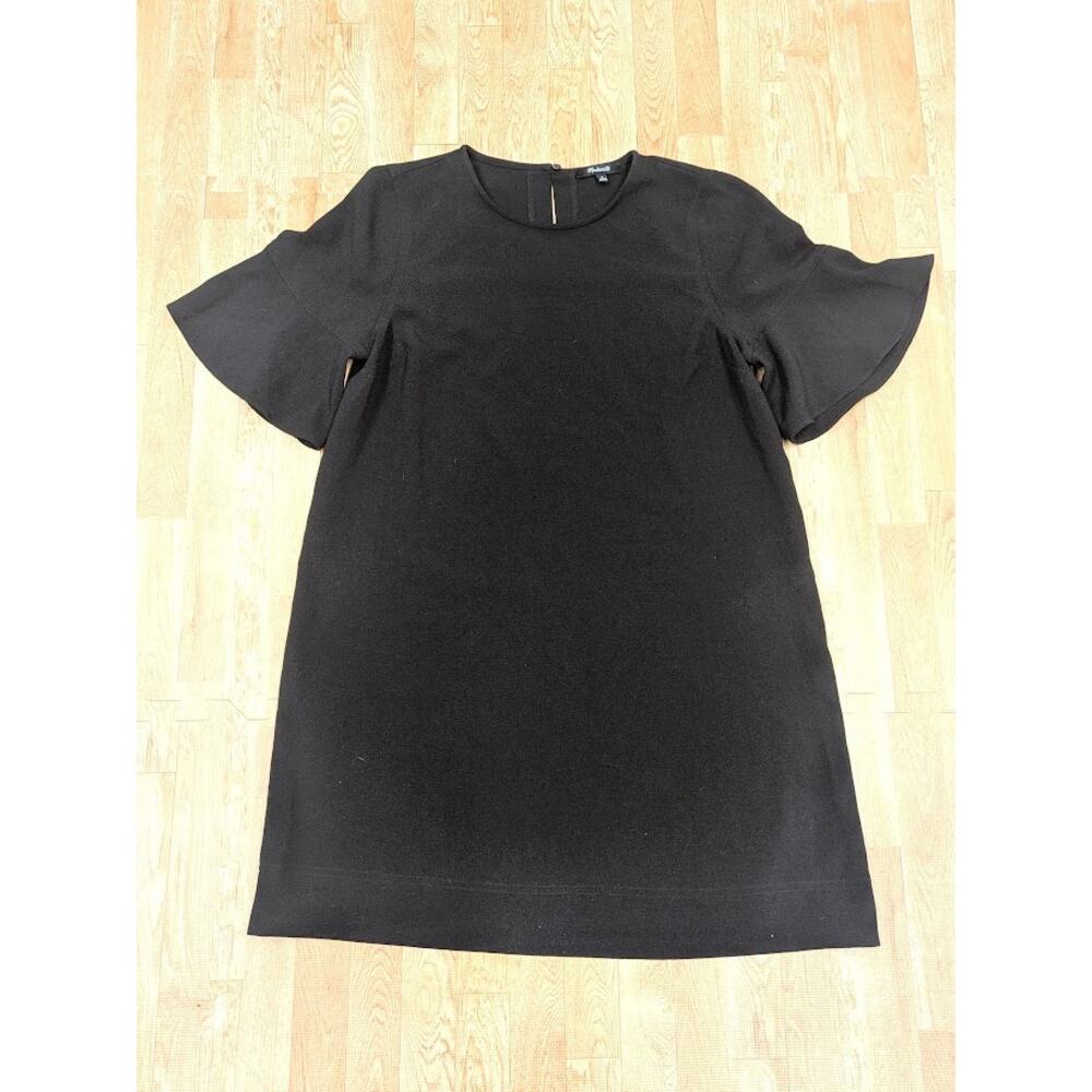 Madewell Crepe Flutter-Sleeve Mini Dress Black Womens Medium